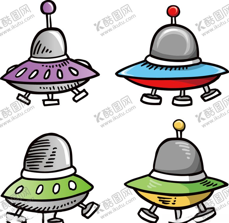 编号：24027810070539201305【酷图网】源文件下载-手绘卡通飞碟宇宙太空飞船元素