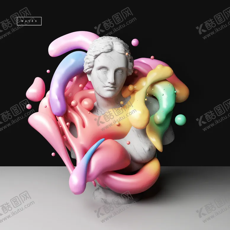 编号：33786302040301452724【酷图网】源文件下载-唯美艺术炫彩石膏人物