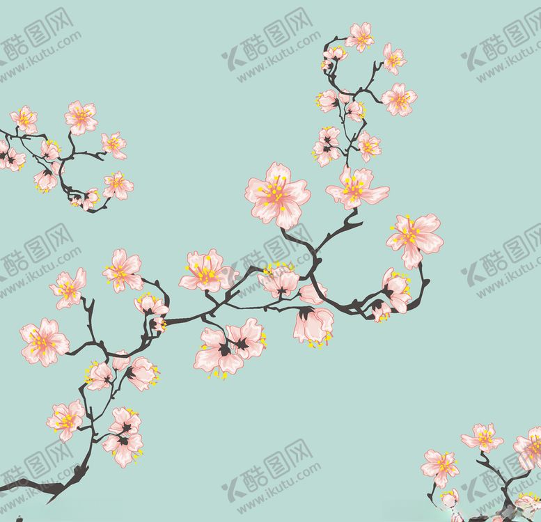 编号：62225403141420029306【酷图网】源文件下载-和风矢量元素手绘樱花梅花