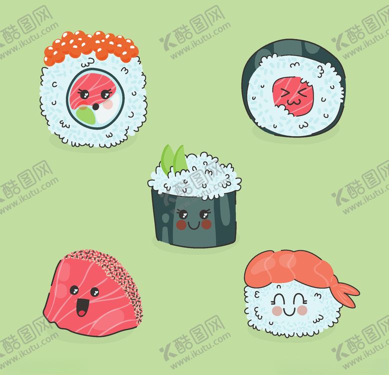 编号：88694910290228131186【酷图网】源文件下载-可爱寿司