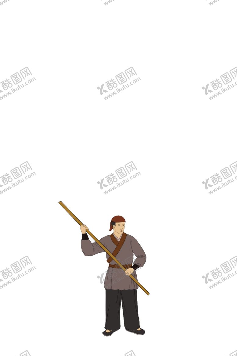 编号：50223411302239008774【酷图网】源文件下载-古代人物拿长杆男子