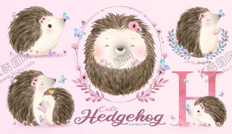 编号：48627911182337151988【酷图网】源文件下载-可爱刺猬插画图案设计