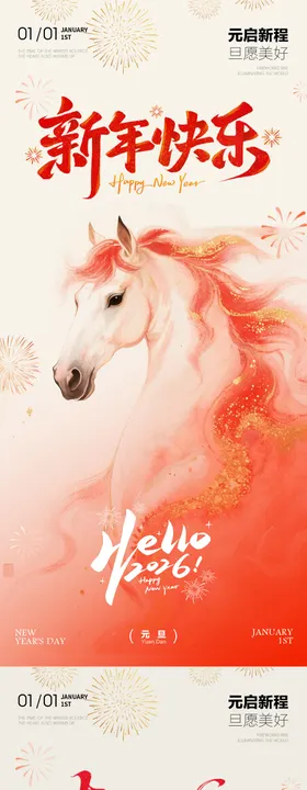 元旦新年马年海报