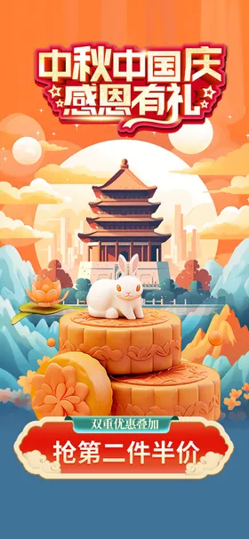 中秋国庆广告节促销易拉宝