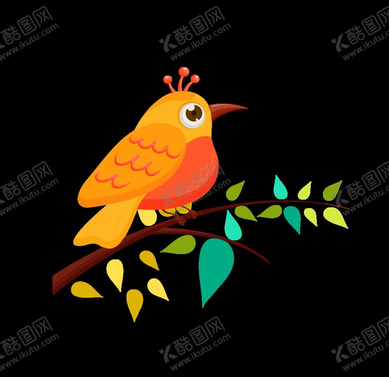 编号：23066909260457581522【酷图网】源文件下载-彩色手绘小鸟树枝