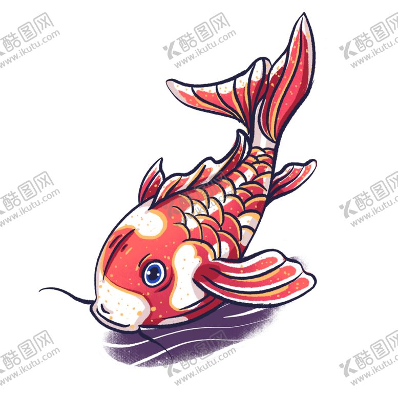编号：78915609240431040412【酷图网】源文件下载-国潮手绘锦鲤