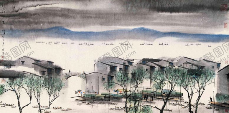 编号：31388109250630066590【酷图网】源文件下载-中式山水风景画