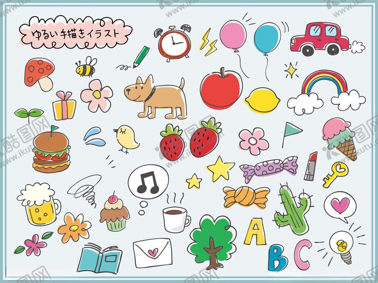 编号：84030011191330309602【酷图网】源文件下载-可爱卡通图案贴纸集合