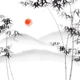 山水中国风竹子背景墨