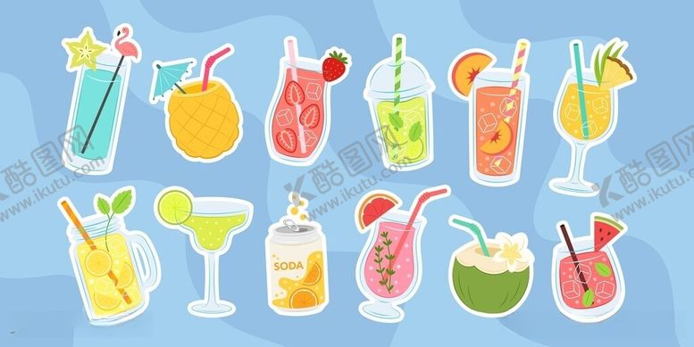 编号：42164205271024012793【酷图网】源文件下载-夏日饮品贴纸