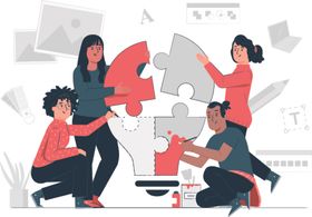 团队合作概念手绘插画插图