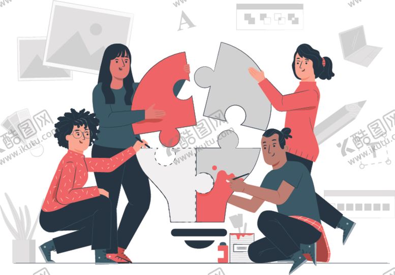 编号：87321009291013297372【酷图网】源文件下载-团队合作灵感概念插画
