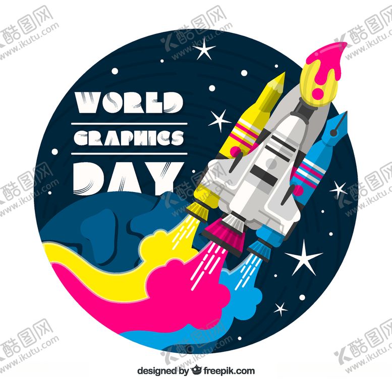 编号：71488010041610176803【酷图网】源文件下载-创意世界平面设计日火箭矢量素材