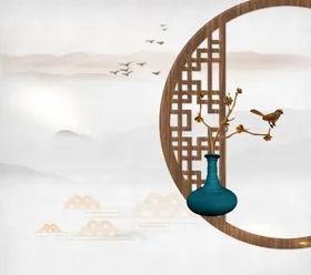 古典传统素材手绘矢量底纹
