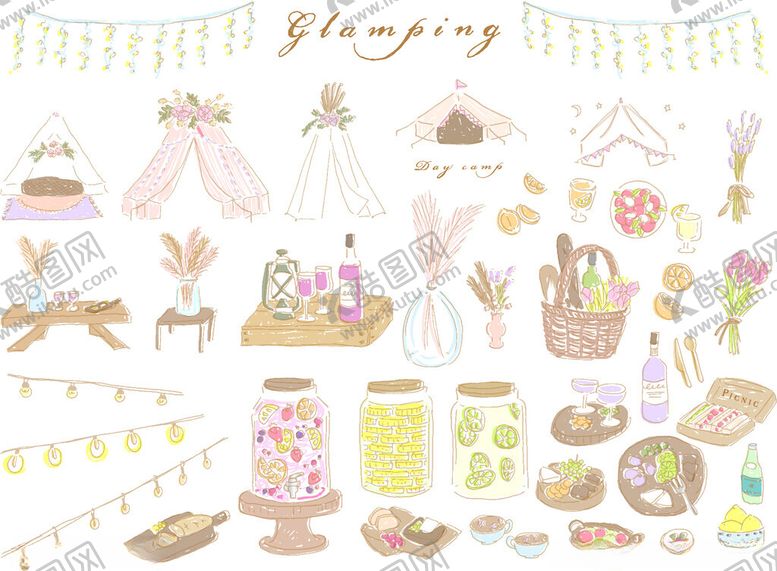 编号：72008211251403537638【酷图网】源文件下载-甜美派对装饰元素集合