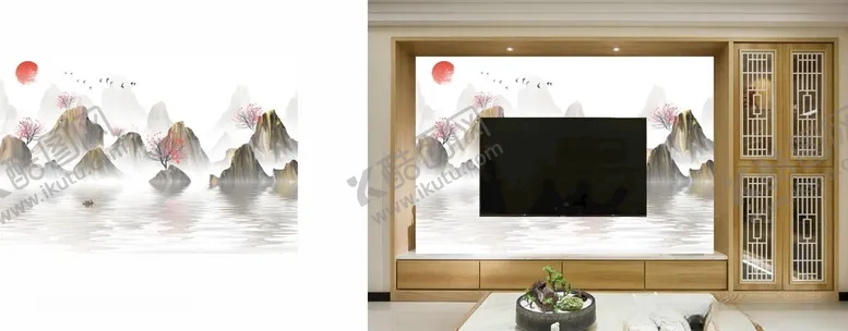 编号：26991402061652577537【酷图网】源文件下载-水墨山水电视背景墙