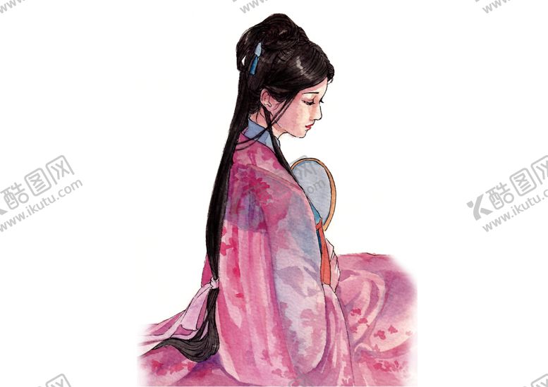 编号：60498607030430242377【酷图网】源文件下载-古风女性人物汉服水墨水彩素材