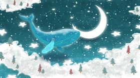 鲸鱼插画梦幻炫酷壁纸素材