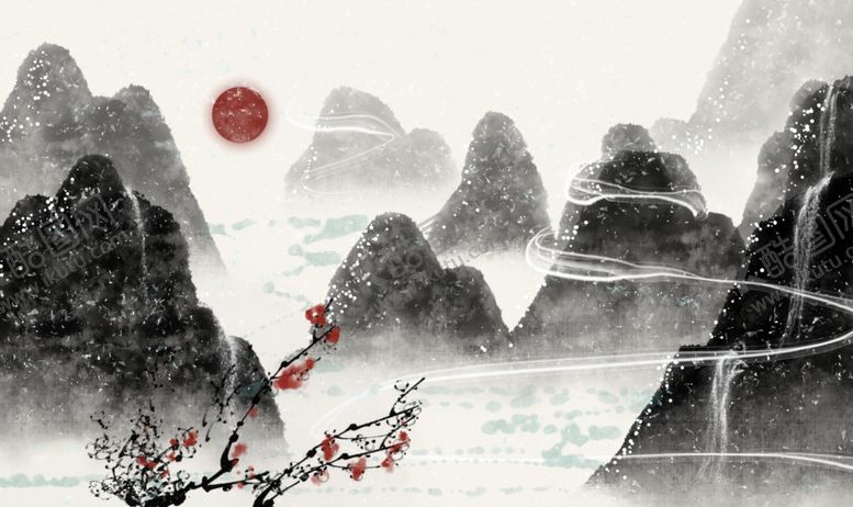 编号：41325305190256341046【酷图网】源文件下载-中国风新中式山水画