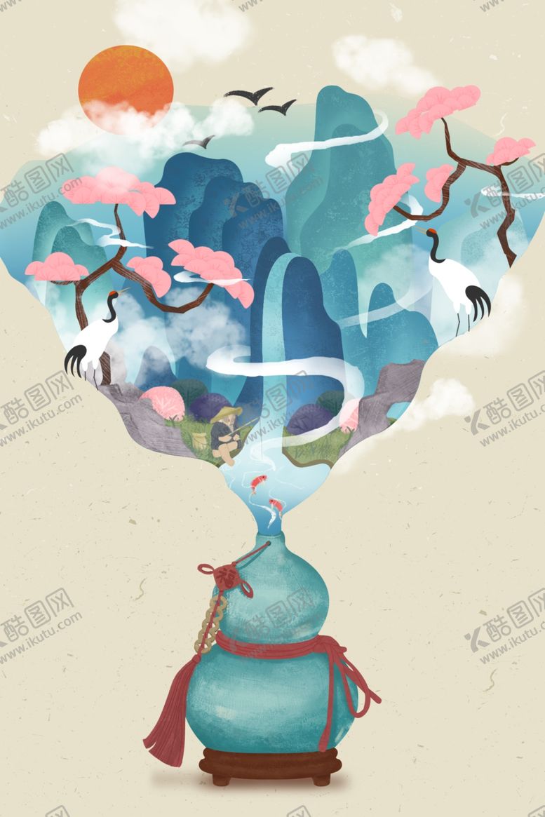 编号：14141606160703313574【酷图网】源文件下载-手绘山水背景