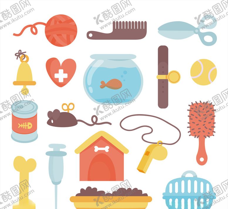 编号：17328809171606028048【酷图网】源文件下载-彩色宠物用品矢量素材