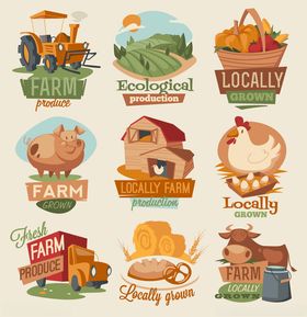 农场主题复古风图标集合