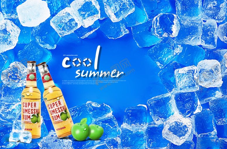 编号：70906405021352288052【酷图网】源文件下载-夏天蓝色清爽冰块啤酒宣传海报