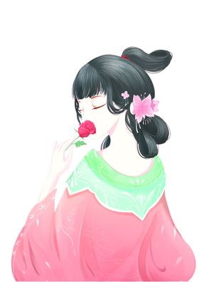 手绘美女抠图