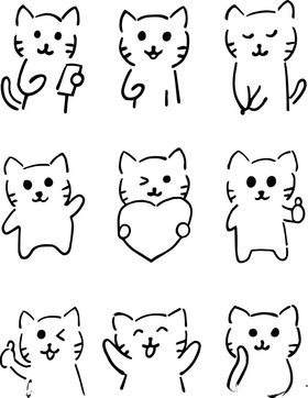 可爱猫咪简笔画图案