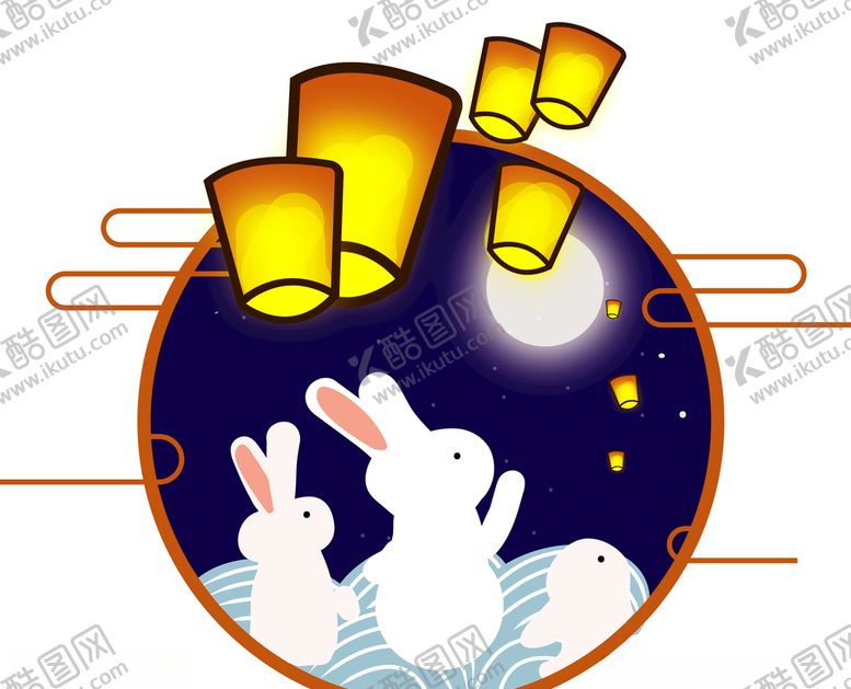 编号：83519309280607577530【酷图网】源文件下载-中秋玉兔孔明灯月亮意境