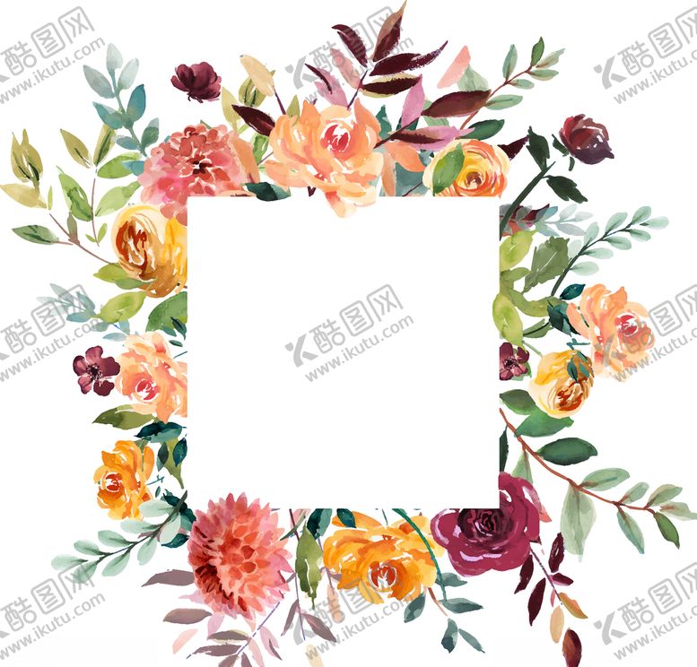 编号：96789810172137237967【酷图网】源文件下载-水彩创意花朵植物