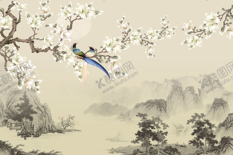 编号：72535709271612587572【酷图网】源文件下载-花鸟山水画