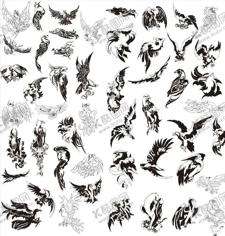 编号：67263709261534586301【酷图网】源文件下载-剪影手绘飞鸟