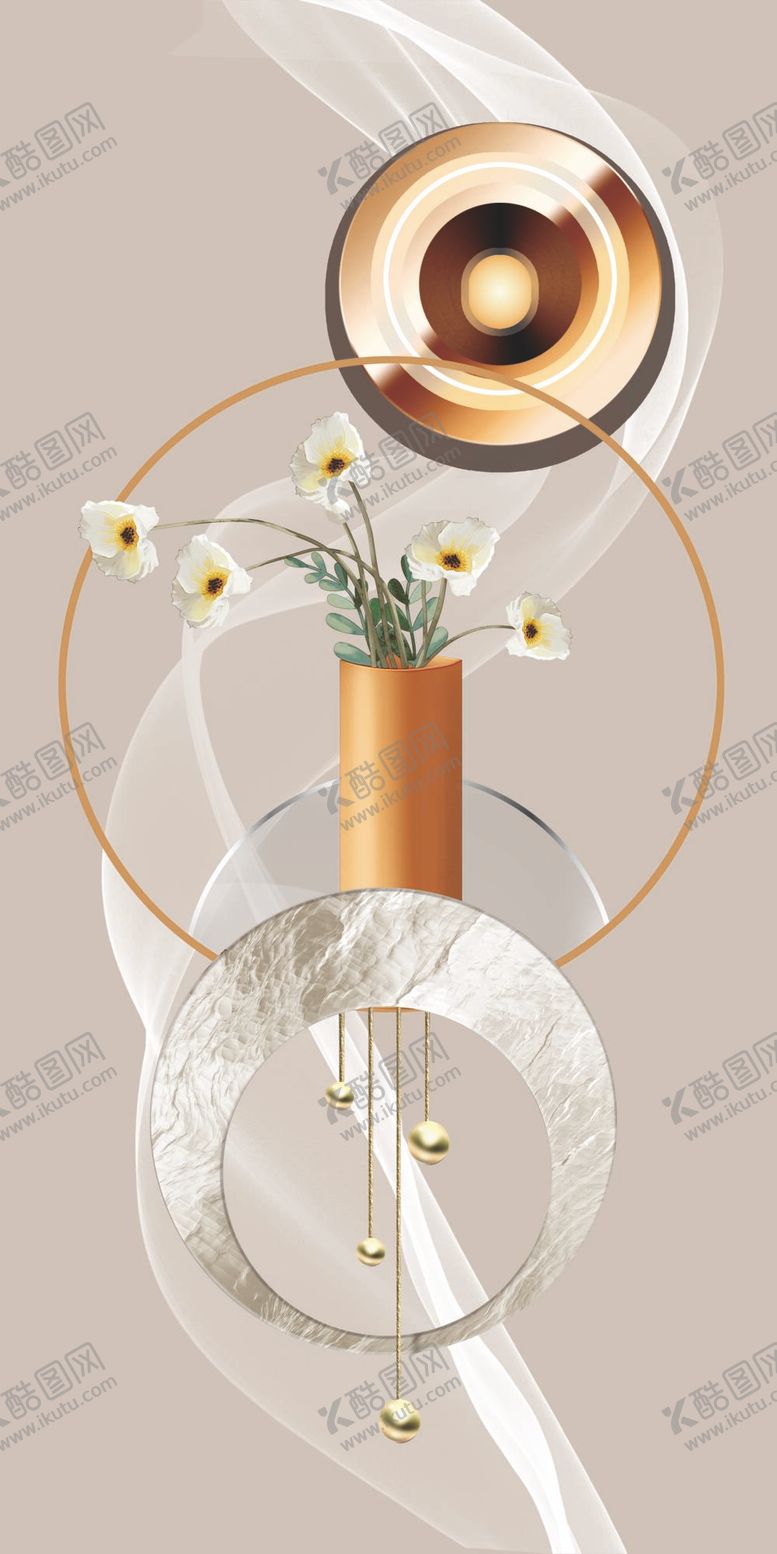 编号：51987610051029294971【酷图网】源文件下载-抽象花卉几何图形装饰画