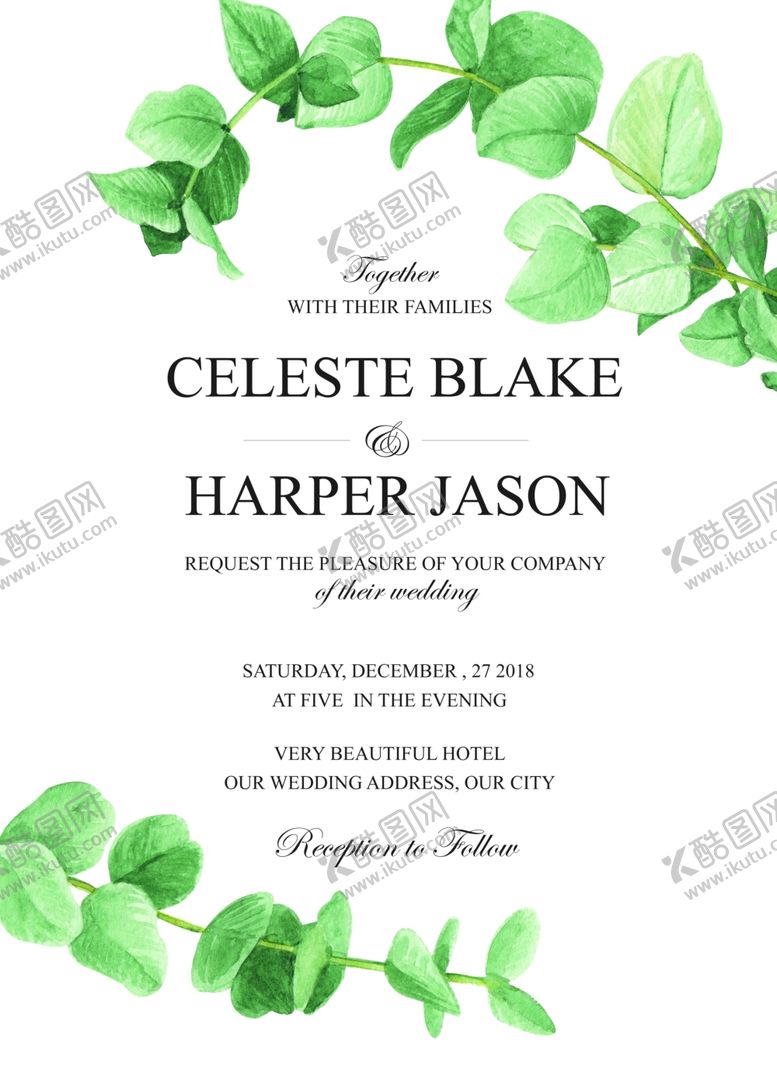 编号：57938709100215287504【酷图网】源文件下载-小清新植物风邀请函