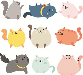 矢量手绘卡通猫