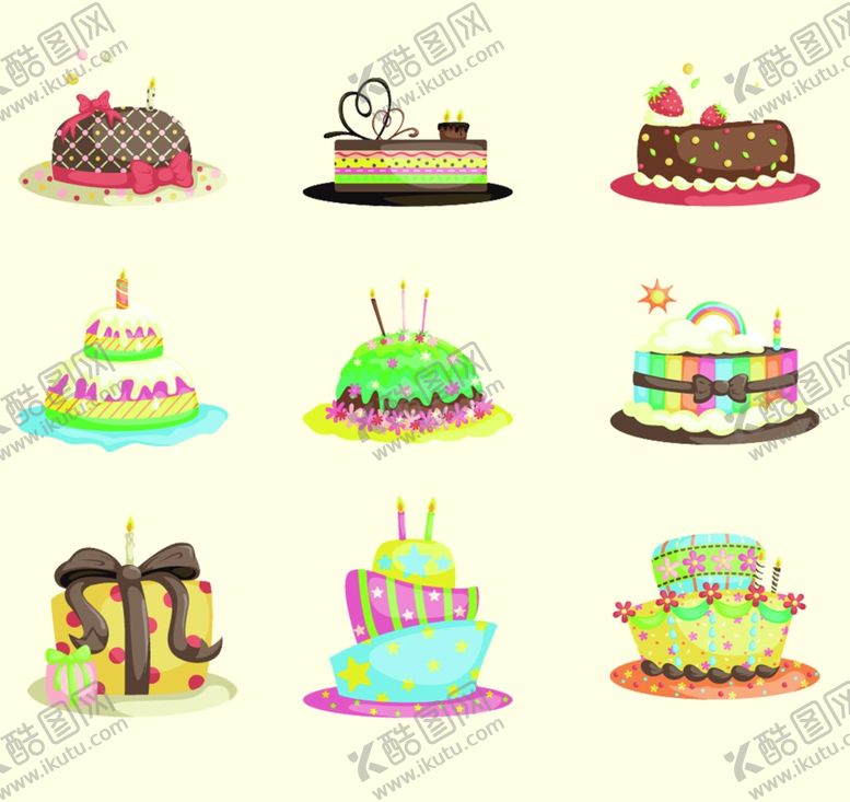 编号：78686305031519319523【酷图网】源文件下载-各种生日蛋糕