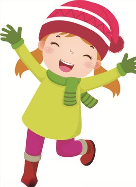 手绘圣诞节开心小女孩装饰