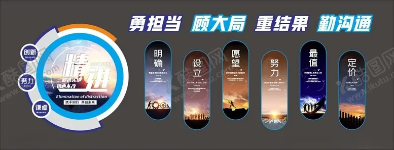 编号：55021204060153259246【酷图网】源文件下载-精进六项文化墙