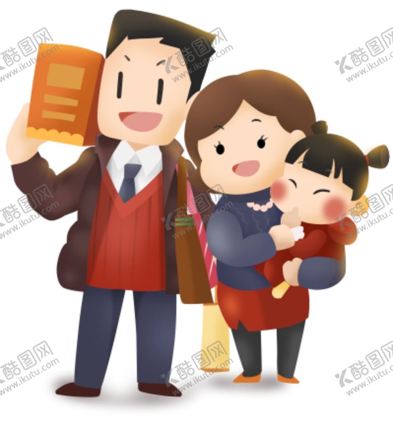 编号：25508609200148457213【酷图网】源文件下载-卡通一家人一家人过年