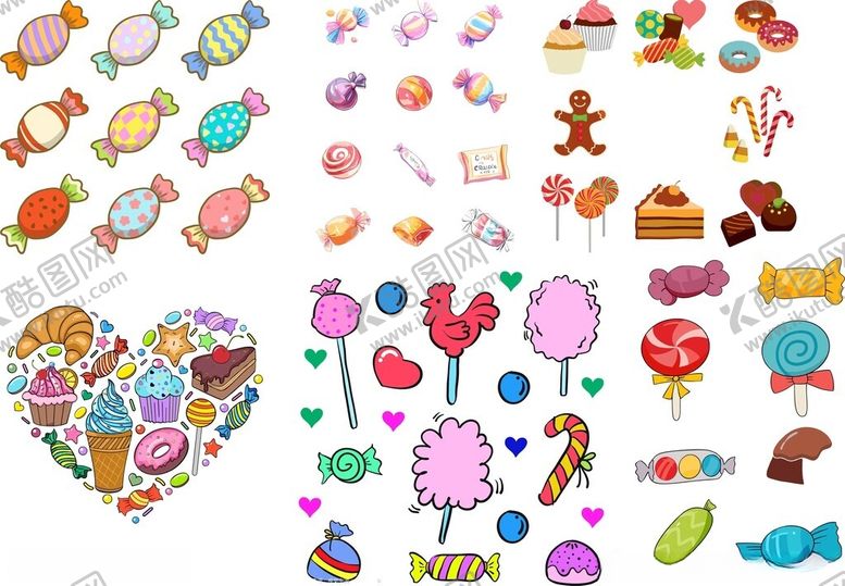 编号：31766110011100341574【酷图网】源文件下载-多彩卡通糖果图标集合