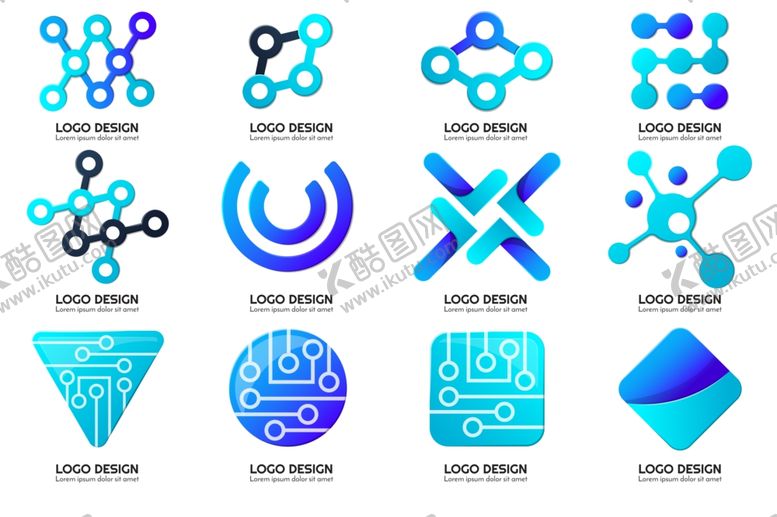 编号：22820104040341463690【酷图网】源文件下载-多样科技风抽象图标集合