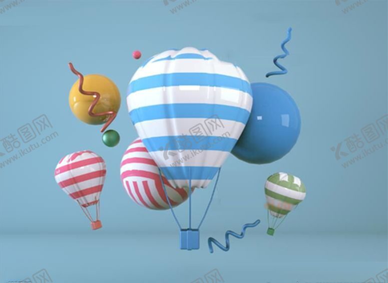 编号：80830610102120484087【酷图网】源文件下载-C4D简约大气热气球装饰元素
