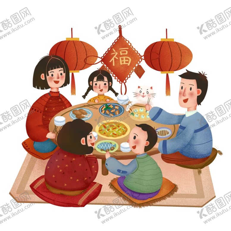 编号：27074509122250455741【酷图网】源文件下载-春节一家人吃饭