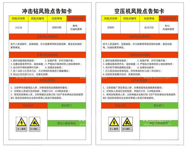 编号：67832703180306435659【酷图网】源文件下载-冲击钻风险空压机风险点告知卡