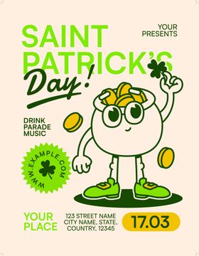圣帕特里克节卡通角色海报