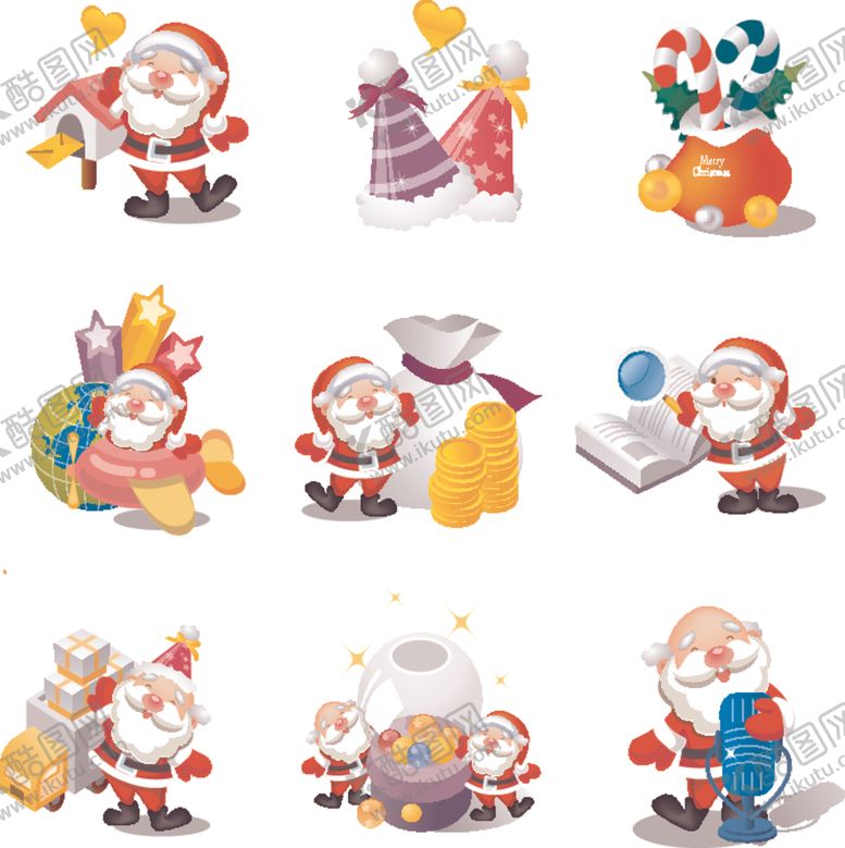 编号：32858204171420512260【酷图网】源文件下载-圣诞老人及圣诞元素集合