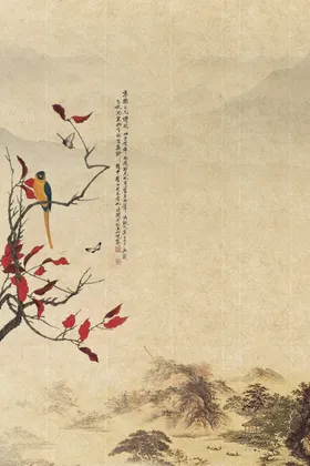 中国风水墨喜庆背景图片画传统文化手绘插画桃花