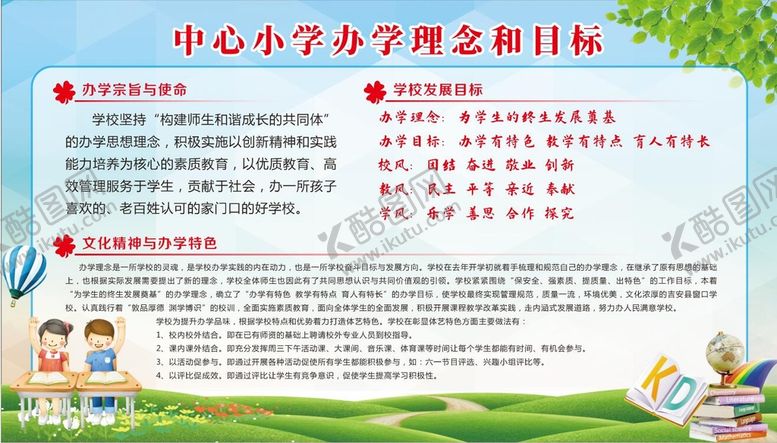 编号：53594501260142155104【酷图网】源文件下载-办学理念 学校展板