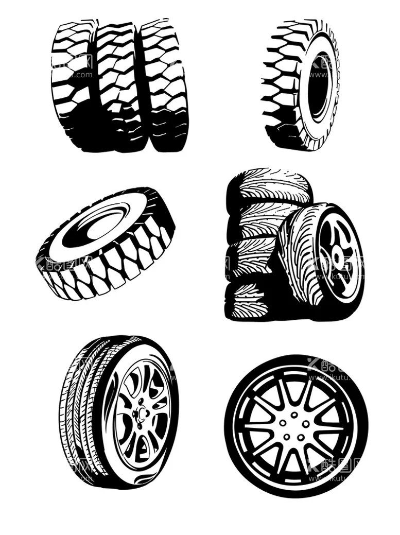 编号：69783209140022029148【酷图网】源文件下载-6款卡通轮胎压痕